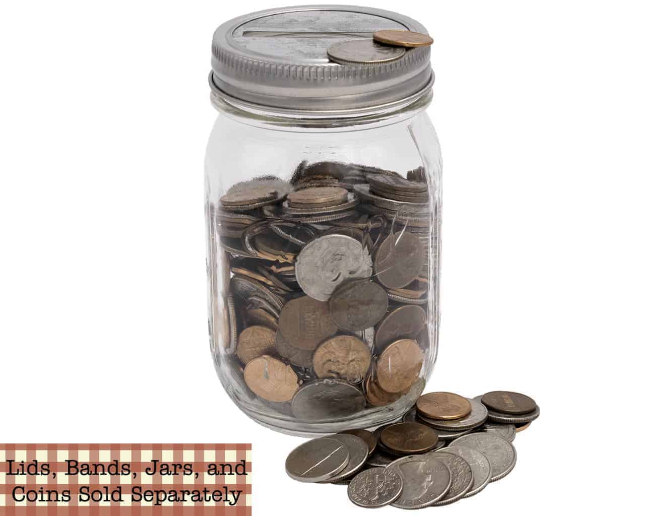 Coin Slot Bank Galvanized Metal Lid Insert for Mason Jars 10 Pack - Concordia Style Boutique