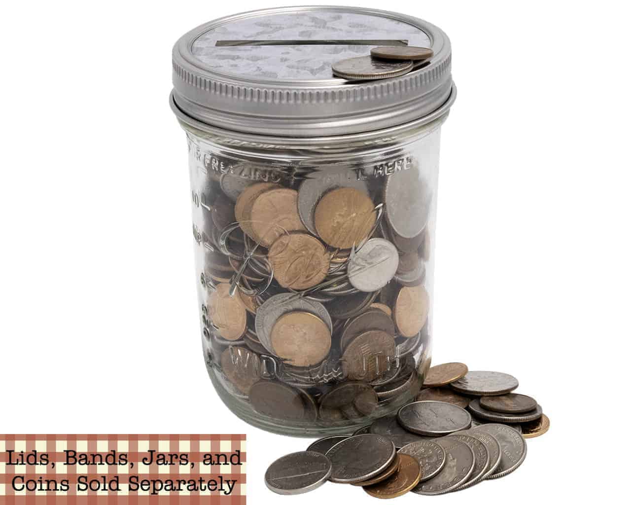 Coin Slot Bank Galvanized Metal Lid Insert for Mason Jars 10 Pack - Concordia Style Boutique