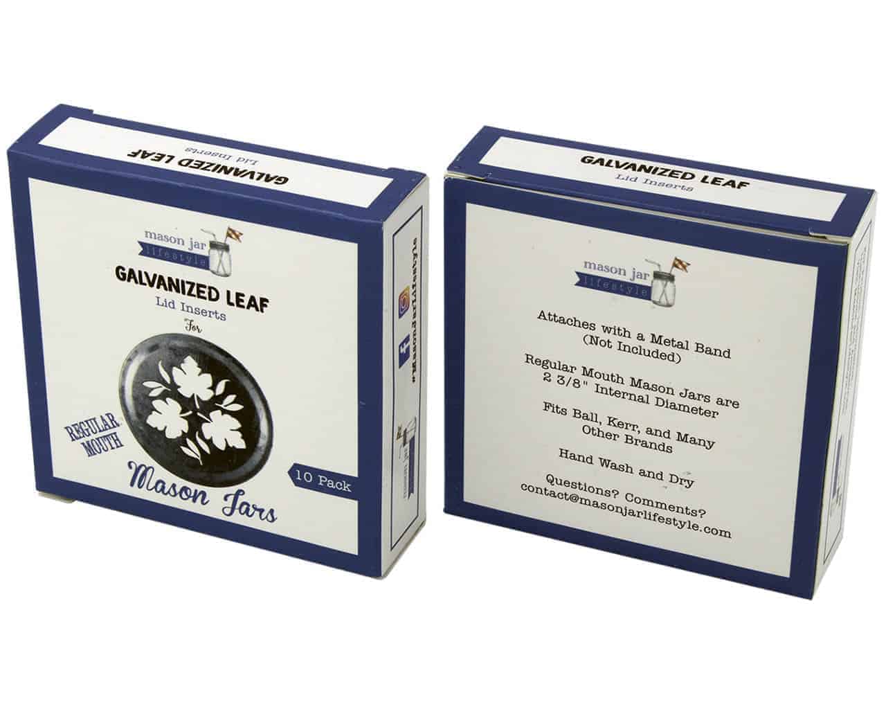 Leaf Pattern Galvanized Metal Lid Insert for RM Mason Jars 10 Pack - Concordia Style Boutique