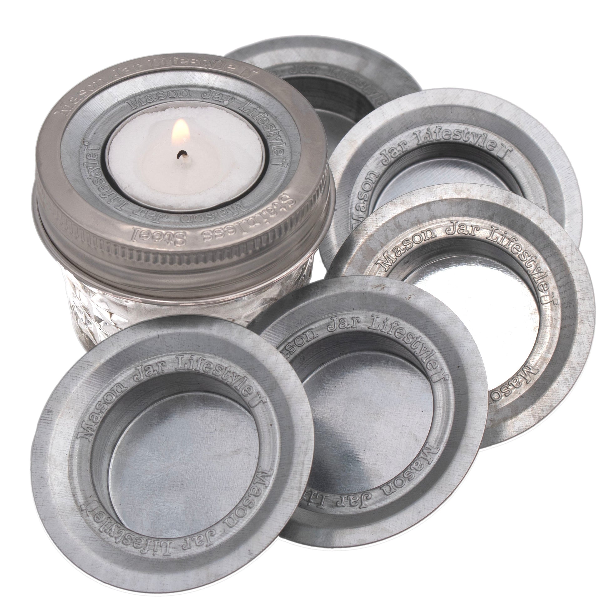 Tea Light Holder Metal Lid Insert for Mason Jars 6 Pack - Concordia Style Boutique