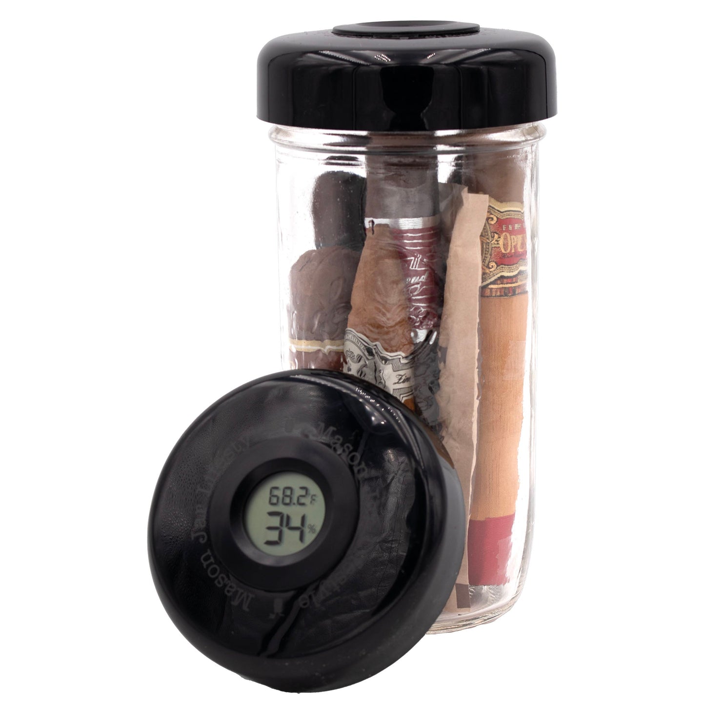 Humidor / Hygrometer Lid with Temperature for Wide Mouth Mason Jars - Concordia Style Boutique