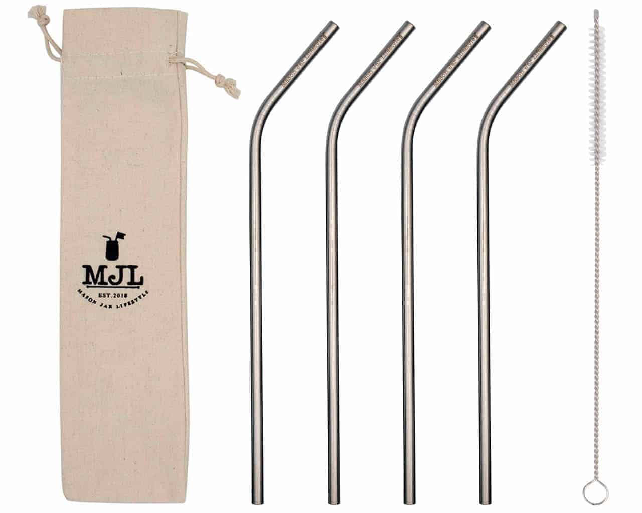 Long Thin Bent Stainless Steel Straw for Quart Mason Jars - Concordia Style Boutique