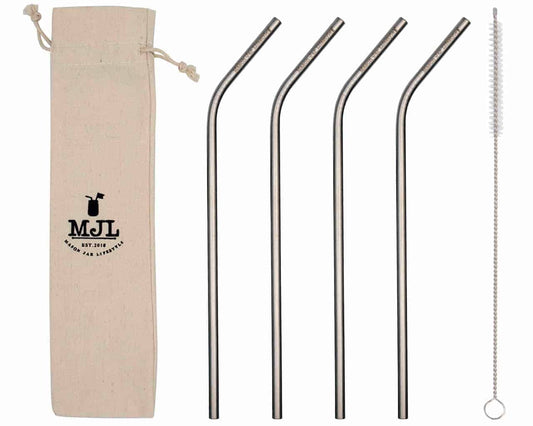 Long Thin Bent Stainless Steel Straw for Quart Mason Jars - Concordia Style Boutique