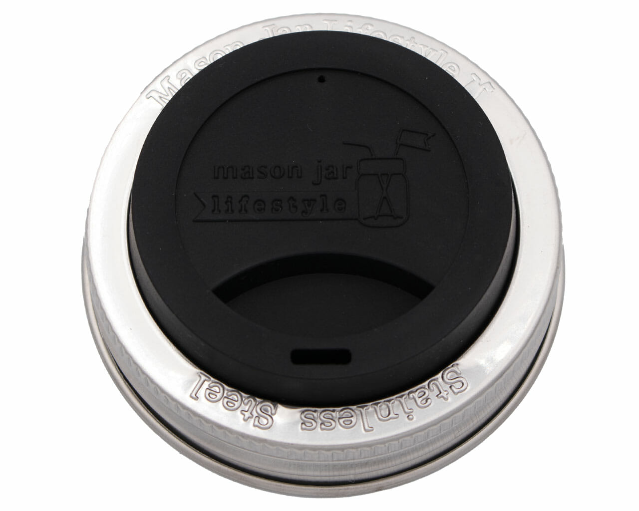 Silicone Drinking Lid with Stainless Steel Band for Mason Jars - Concordia Style Boutique