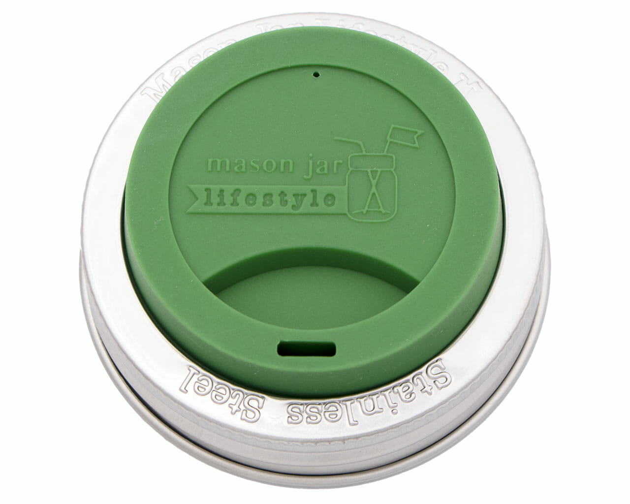 Silicone Drinking Lid with Stainless Steel Band for Mason Jars - Concordia Style Boutique