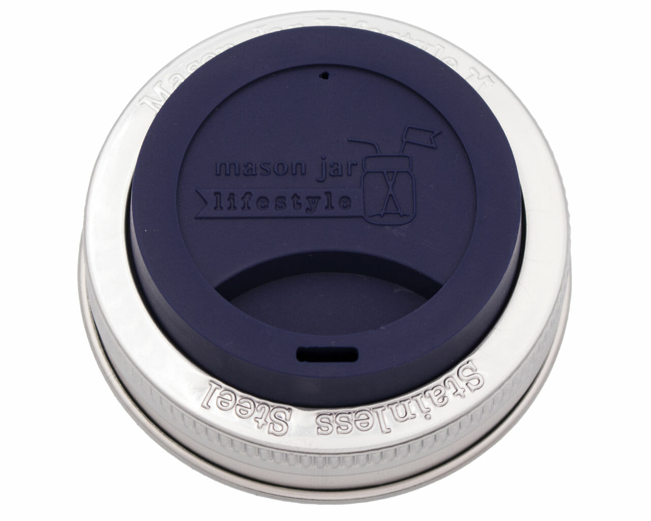 Silicone Drinking Lid with Stainless Steel Band for Mason Jars - Concordia Style Boutique