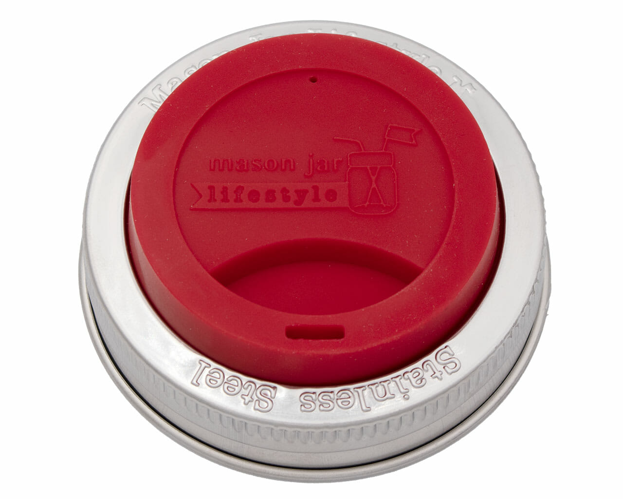 Silicone Drinking Lid with Stainless Steel Band for Mason Jars - Concordia Style Boutique