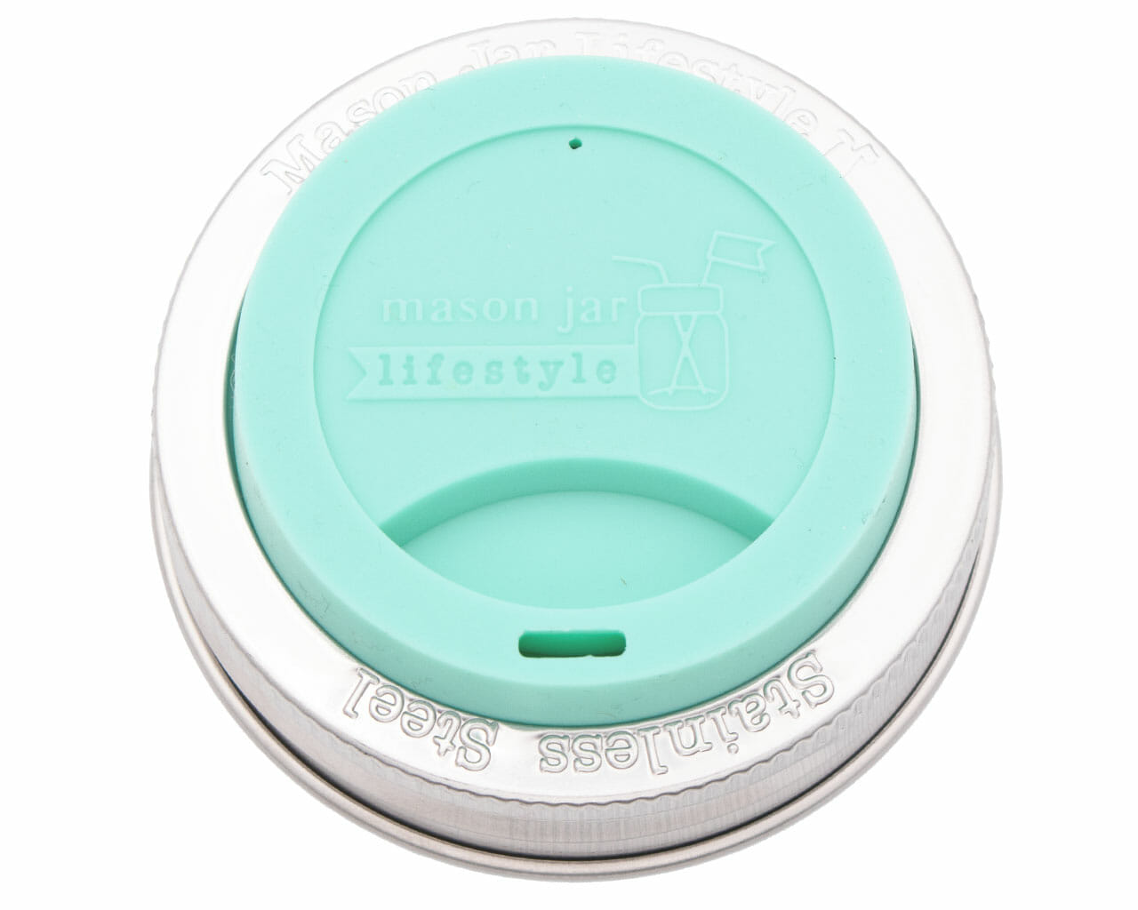 Silicone Drinking Lid with Stainless Steel Band for Mason Jars - Concordia Style Boutique