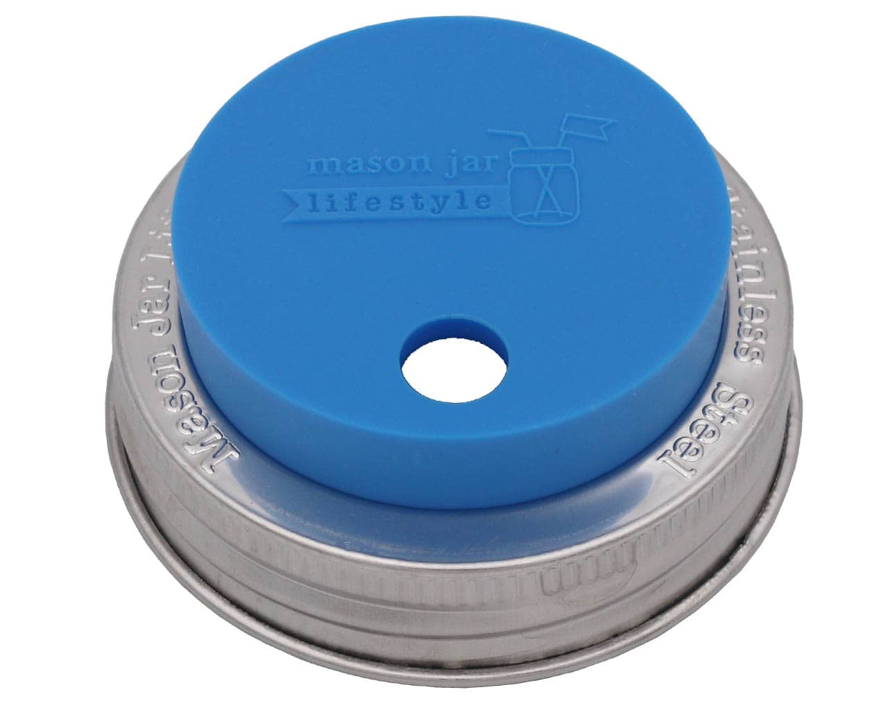 Silicone Straw Hole Tumbler with Stainless Steel Band for Mason Jars - Concordia Style Boutique