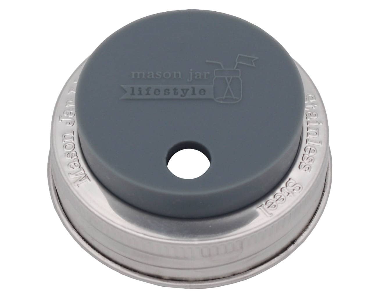 Silicone Straw Hole Tumbler with Stainless Steel Band for Mason Jars - Concordia Style Boutique