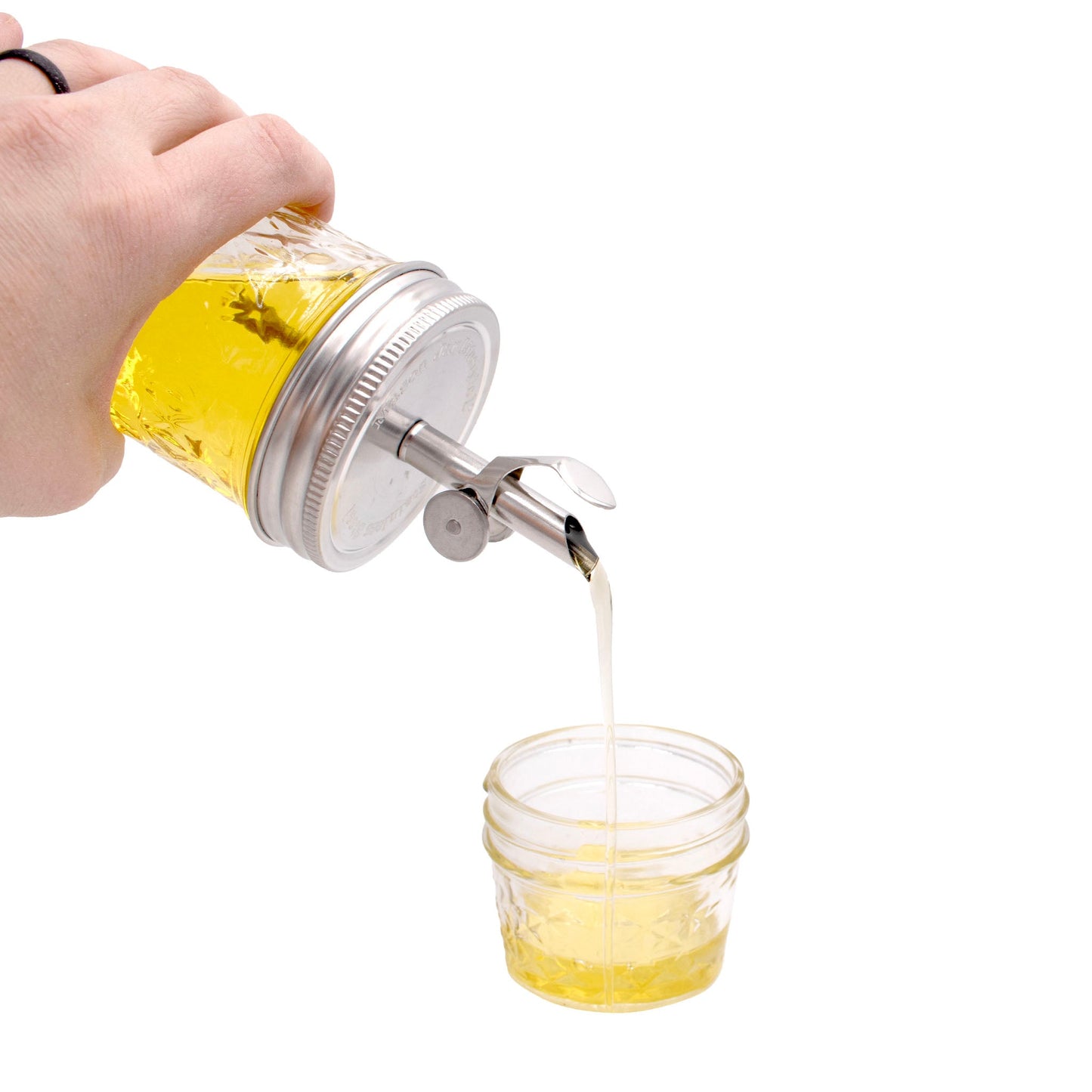 Oil Cruet Pour Spout Stainless Steel Lids for Mason Jars 2 Pack - Concordia Style Boutique