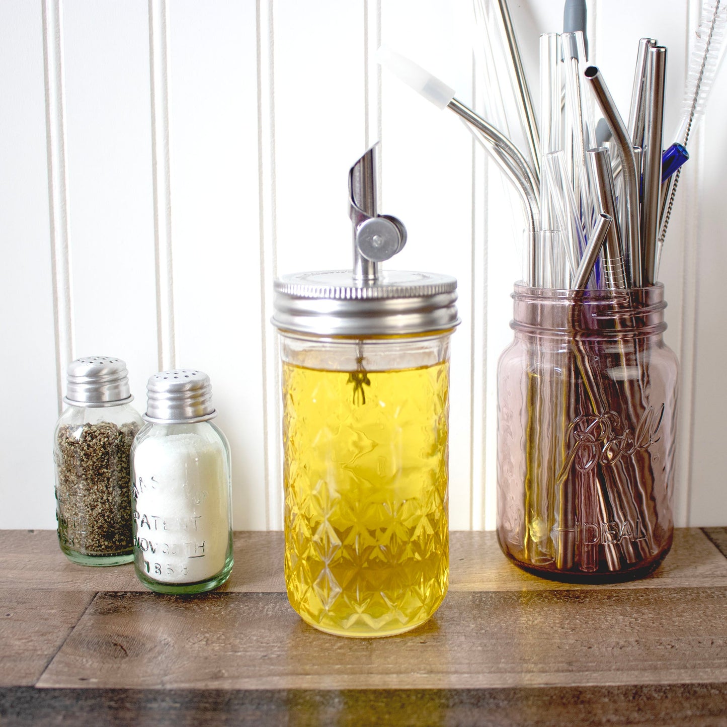 Oil Cruet Pour Spout Stainless Steel Lids for Mason Jars 2 Pack - Concordia Style Boutique