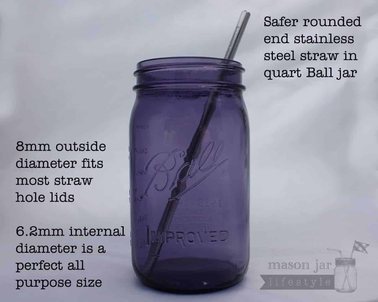 Long Safer Rounded End Stainless Steel Straw for Quart Mason Jars - Concordia Style Boutique