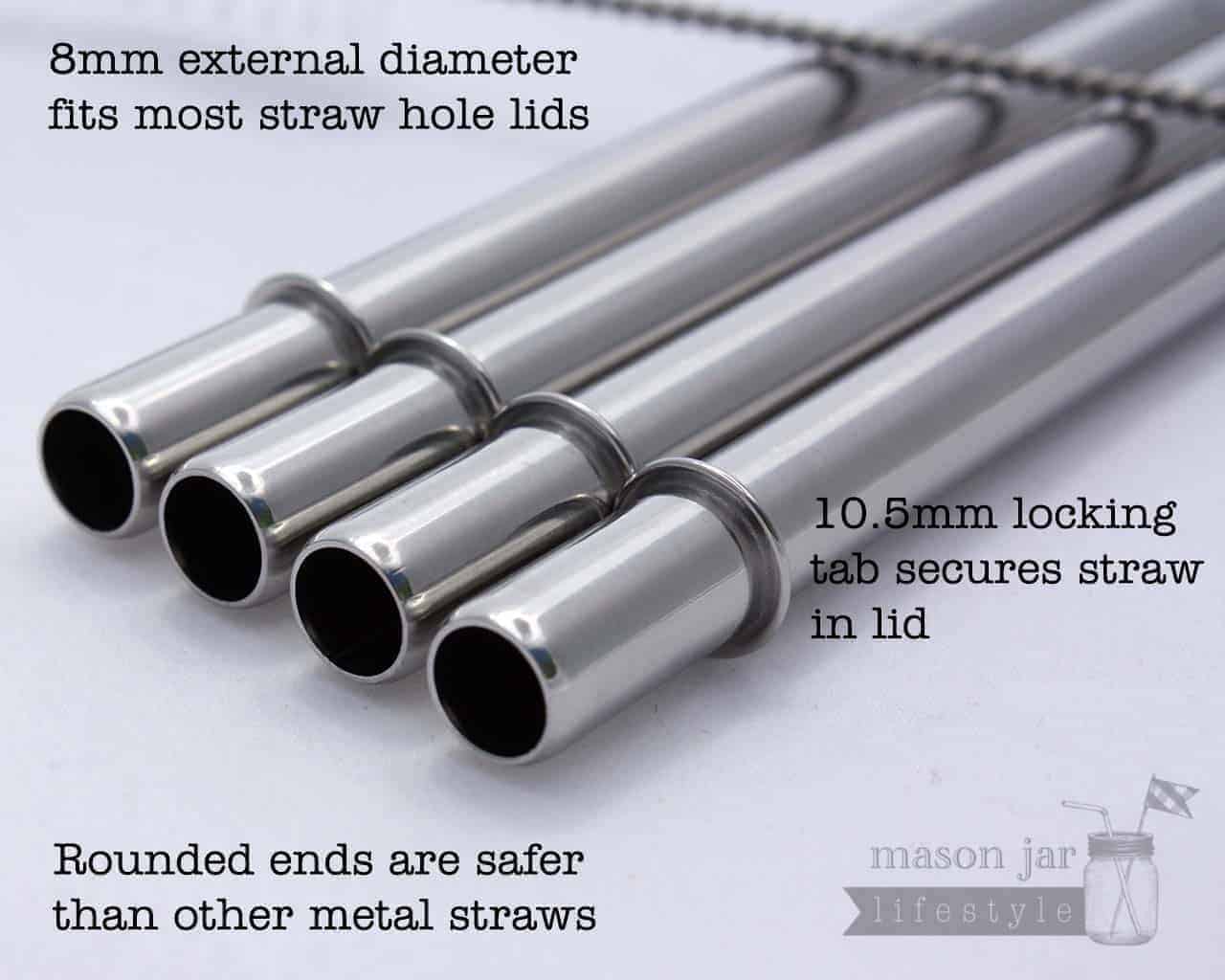 Medium Safer Rounded End Stainless Steel Straw for Pint Mason Jars - Concordia Style Boutique
