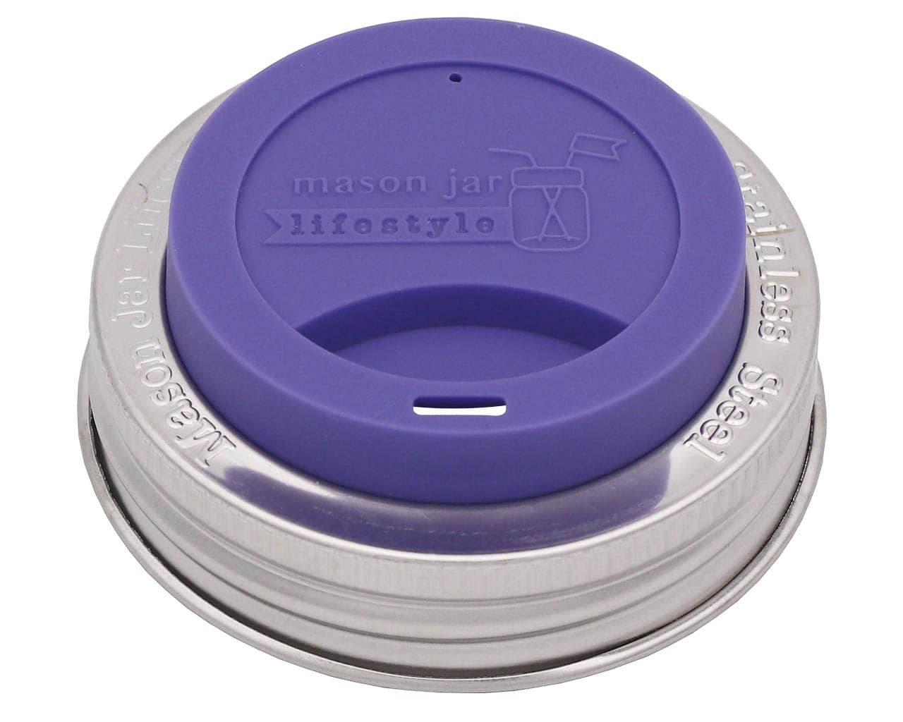 Silicone Drinking Lid with Stainless Steel Band for Mason Jars - Concordia Style Boutique
