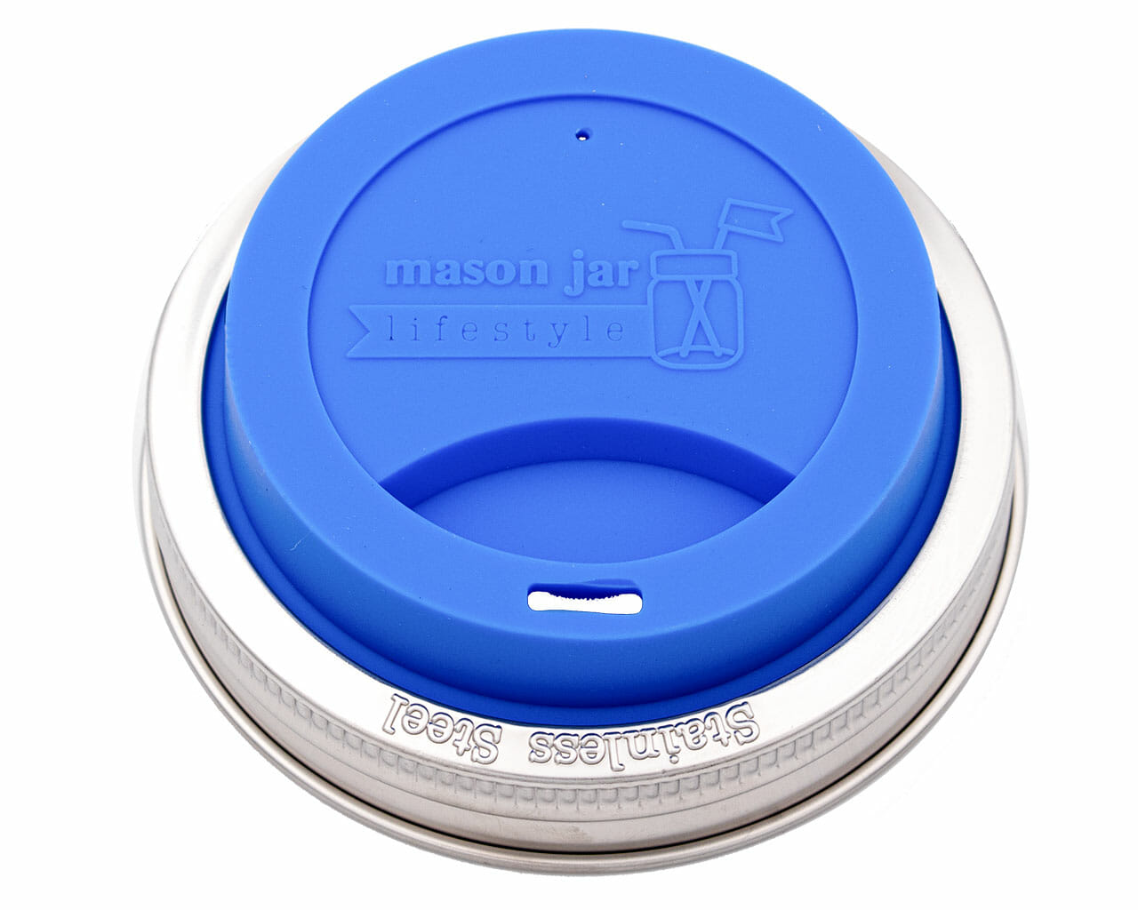 Silicone Drinking Lid with Stainless Steel Band for Mason Jars - Concordia Style Boutique