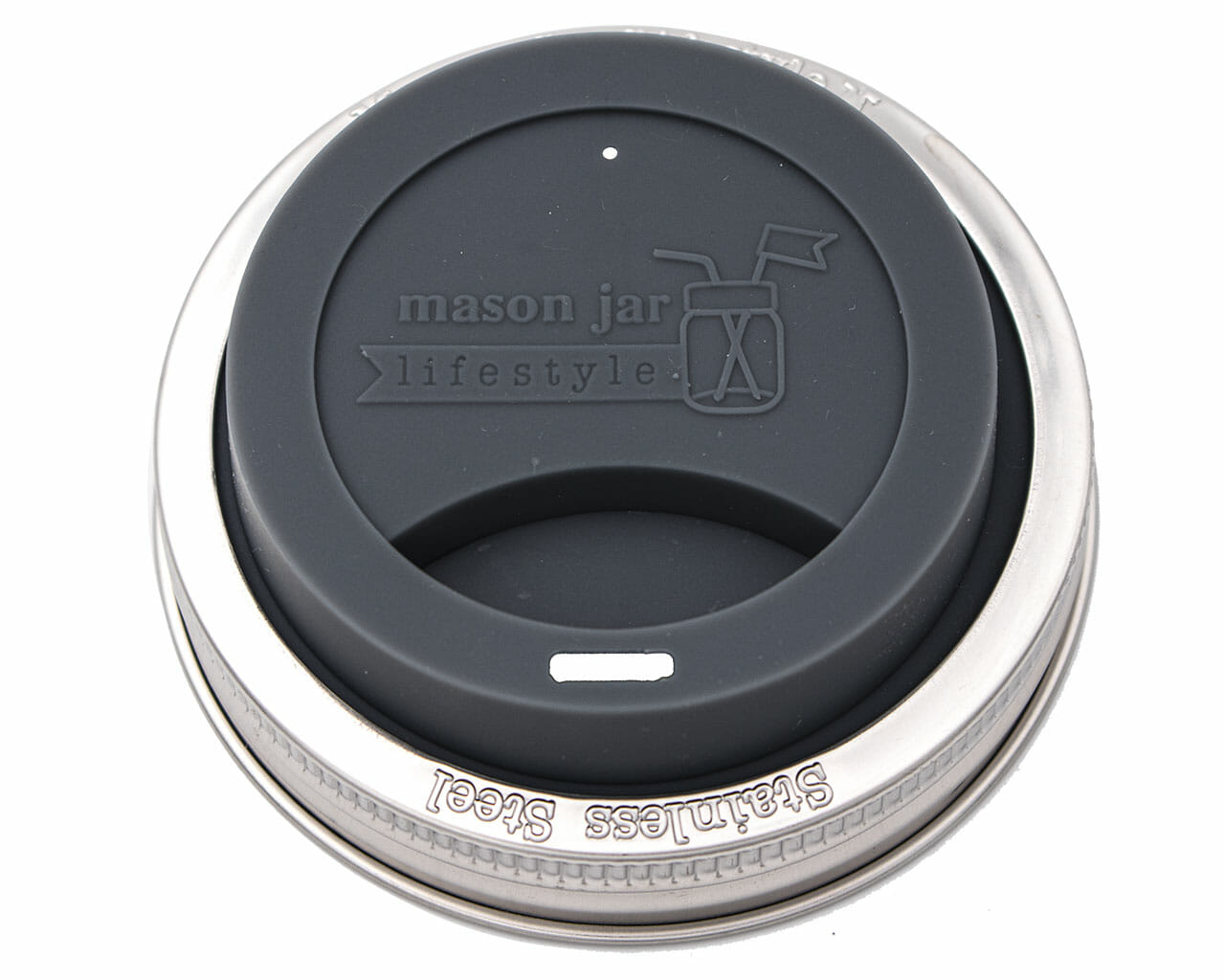 Silicone Drinking Lid with Stainless Steel Band for Mason Jars - Concordia Style Boutique