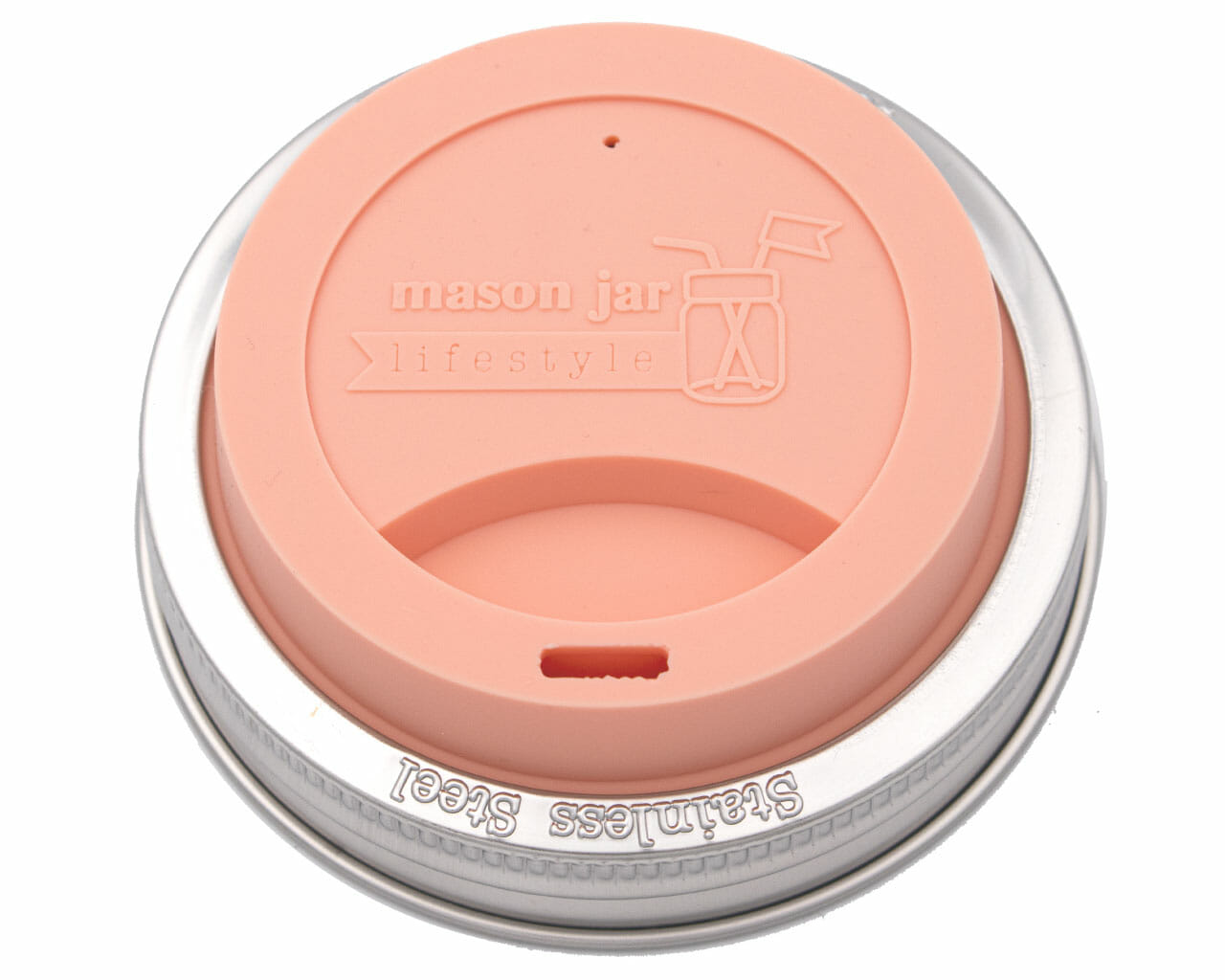 Silicone Drinking Lid with Stainless Steel Band for Mason Jars - Concordia Style Boutique