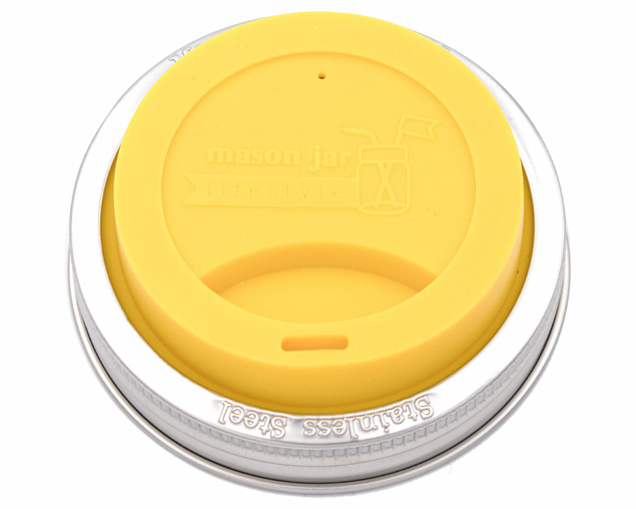 Silicone Drinking Lid with Stainless Steel Band for Mason Jars - Concordia Style Boutique