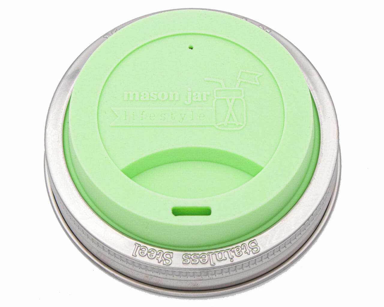Silicone Drinking Lid with Stainless Steel Band for Mason Jars - Concordia Style Boutique