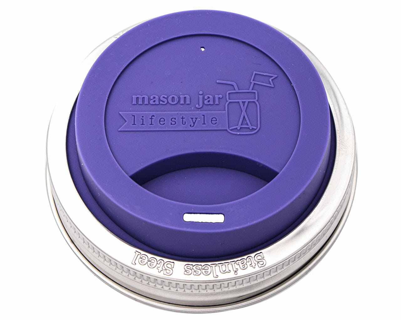 Silicone Drinking Lid with Stainless Steel Band for Mason Jars - Concordia Style Boutique