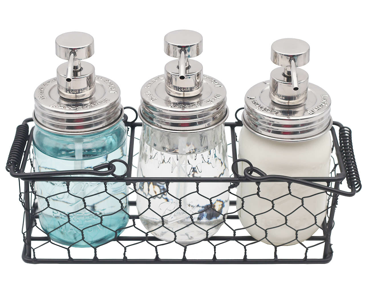 Chicken Wire Caddy for 3 Pint Mason Jars - Concordia Style Boutique