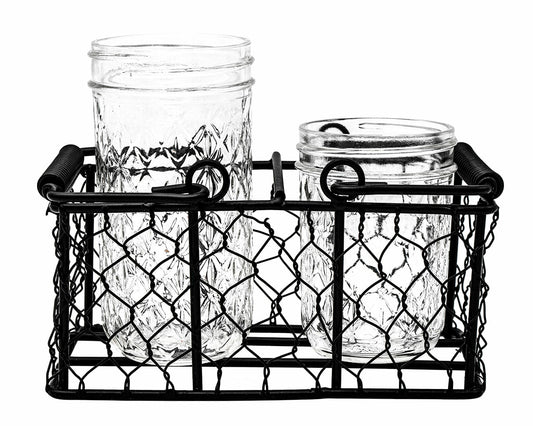 Chicken Wire Caddy for 2 Half Pint 8oz Mason Jars - Concordia Style Boutique