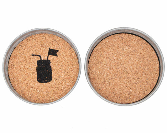 Drink Coasters - Galvanized Vintage Reproduction with Cork Inserts 4 Pack - Concordia Style Boutique