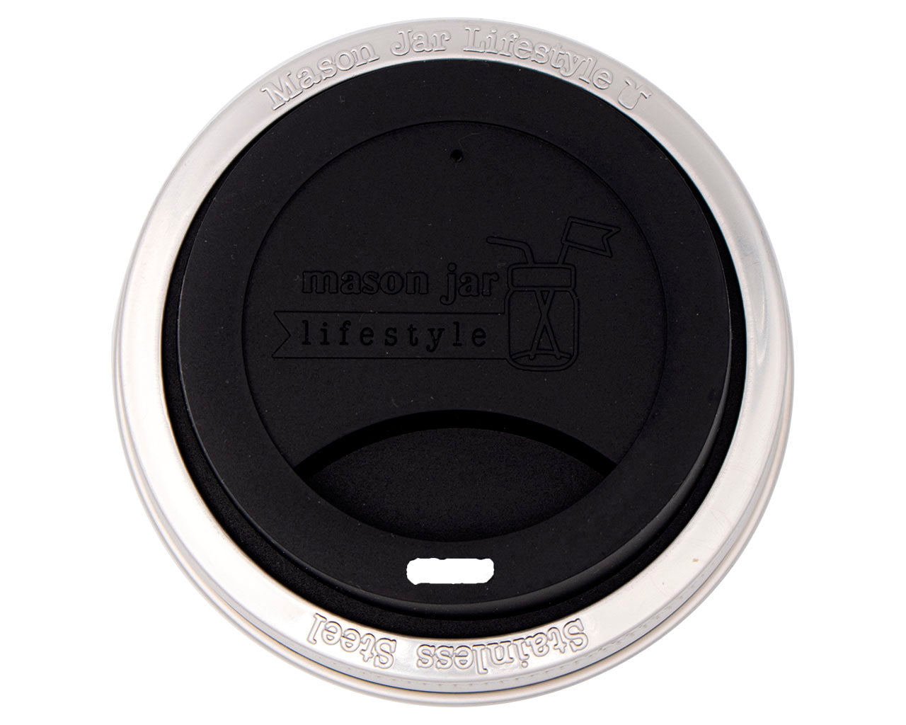 Silicone Drinking Lid with Stainless Steel Band for Mason Jars - Concordia Style Boutique