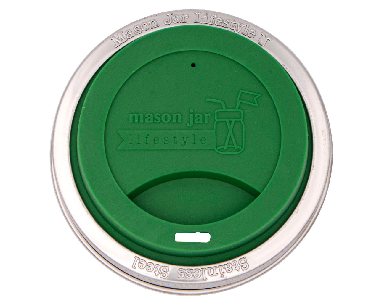 Silicone Drinking Lid with Stainless Steel Band for Mason Jars - Concordia Style Boutique