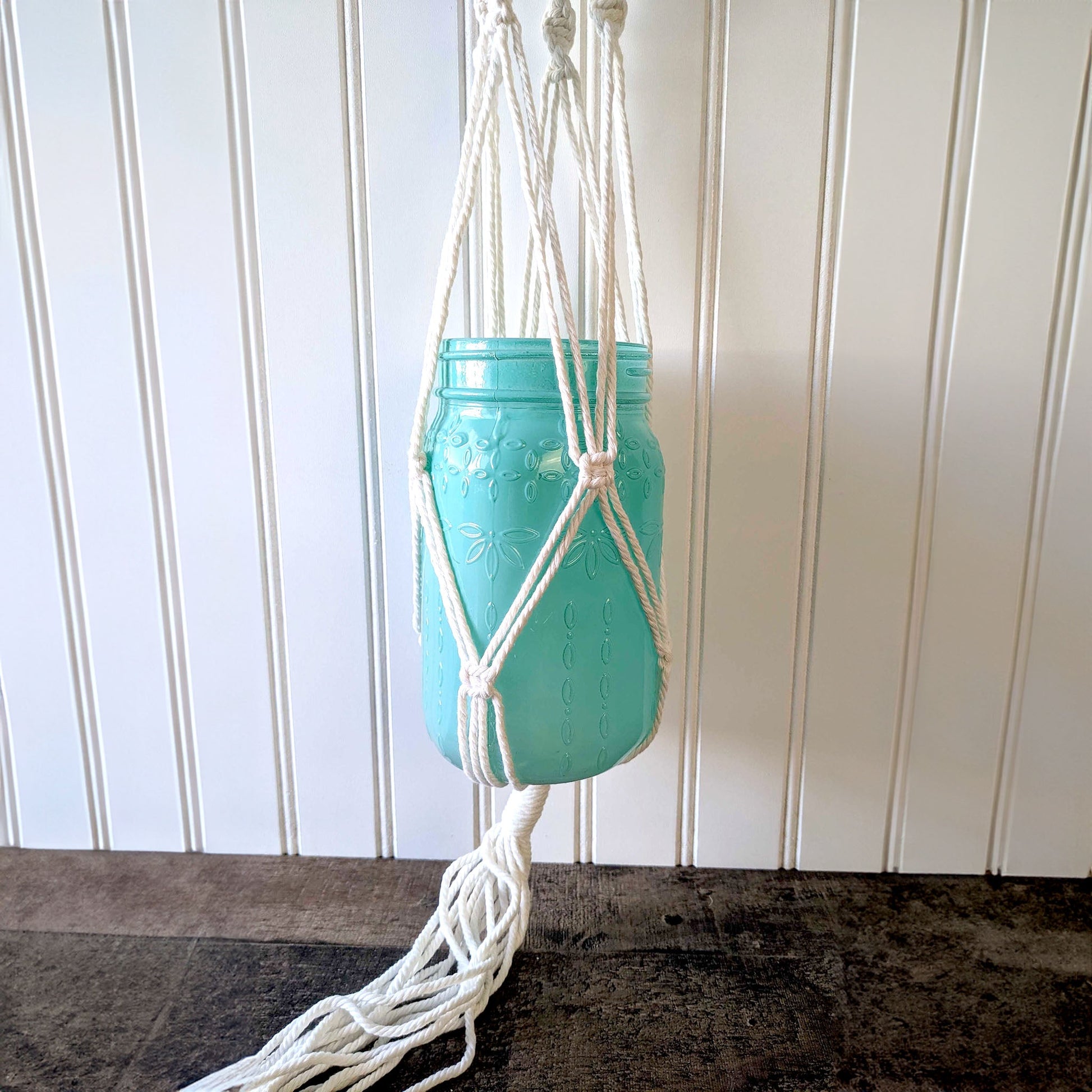 Braided Macrame Rope Mason Jar Holder / Hanger - Concordia Style Boutique