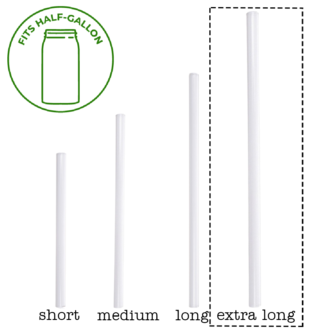 Extra Long Glass Straws for Half Gallon Mason Jars 4 Pack + Cleaner - Concordia Style Boutique