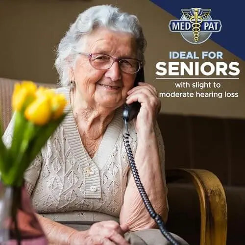 Med-Pat T-4 Trimline Telephone | Corded, Wall Mountable, Hearing Aid Compatible | Senior & Healthcare Phone