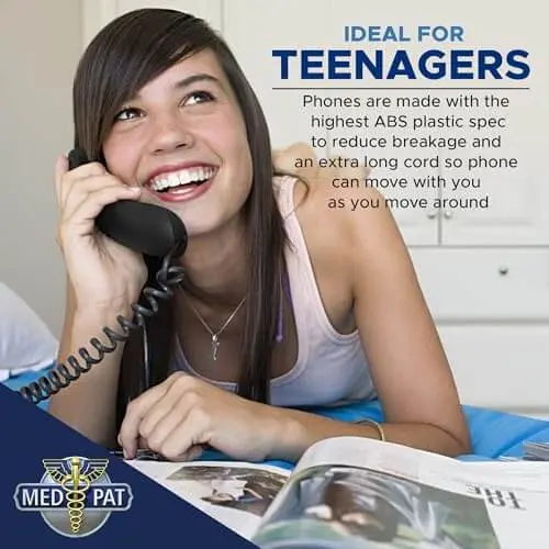 Med-Pat T-4 Trimline Telephone | Corded, Wall Mountable, Hearing Aid Compatible | Senior & Healthcare Phone