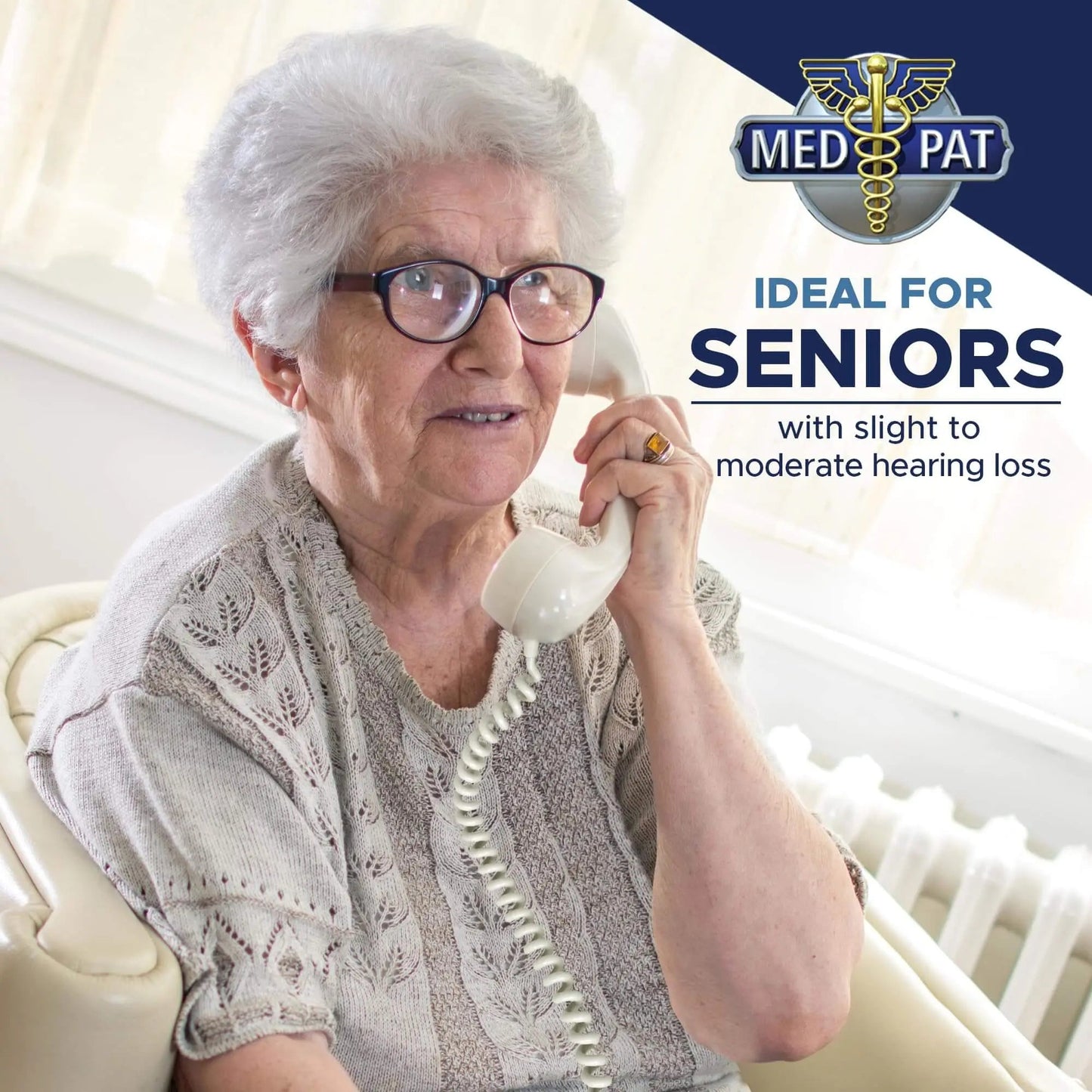 Med-Pat D2600C Retro Corded Desk Phone – Beige Analog Landline with Volume & Hearing Aid Support