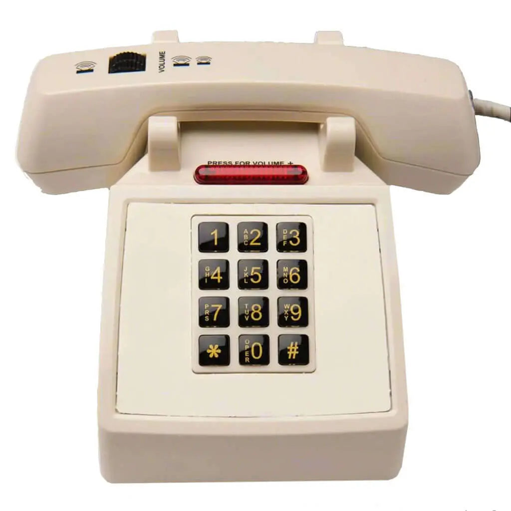 Med-Pat D2600C Retro Corded Desk Phone – Beige Analog Landline with Volume & Hearing Aid Support