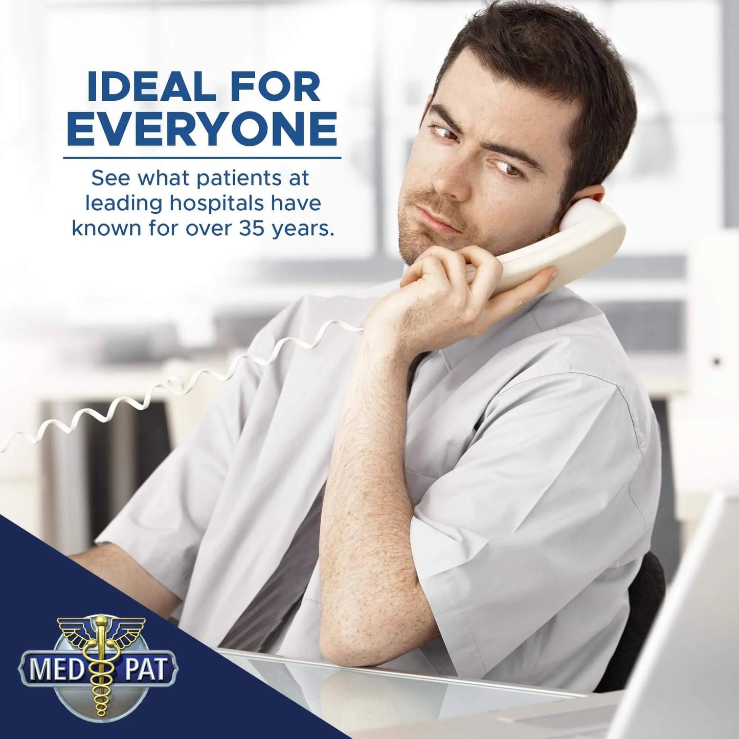 Med-Pat T1C Sleek Trimline Corded Telephone – Dove Gray | Wall-Mountable, Hearing Aid Compatible, Ring/In-Use Light