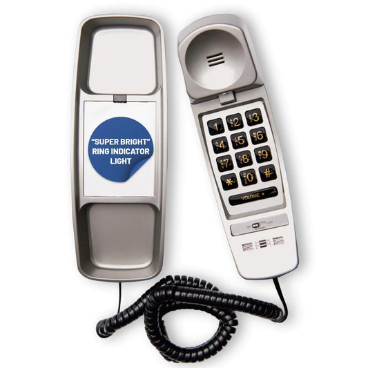 Med-Pat TL-460 Trimline Landline Phone – Wall Mount, Volume Boost, Lighted Ring for Seniors