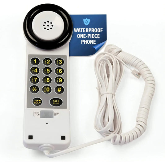 Med‑Pat XL88WP Waterproof One‑Piece Telephone – Visual Ring Light, Full‑Range Volume, High‑Visibility Keypad (White)