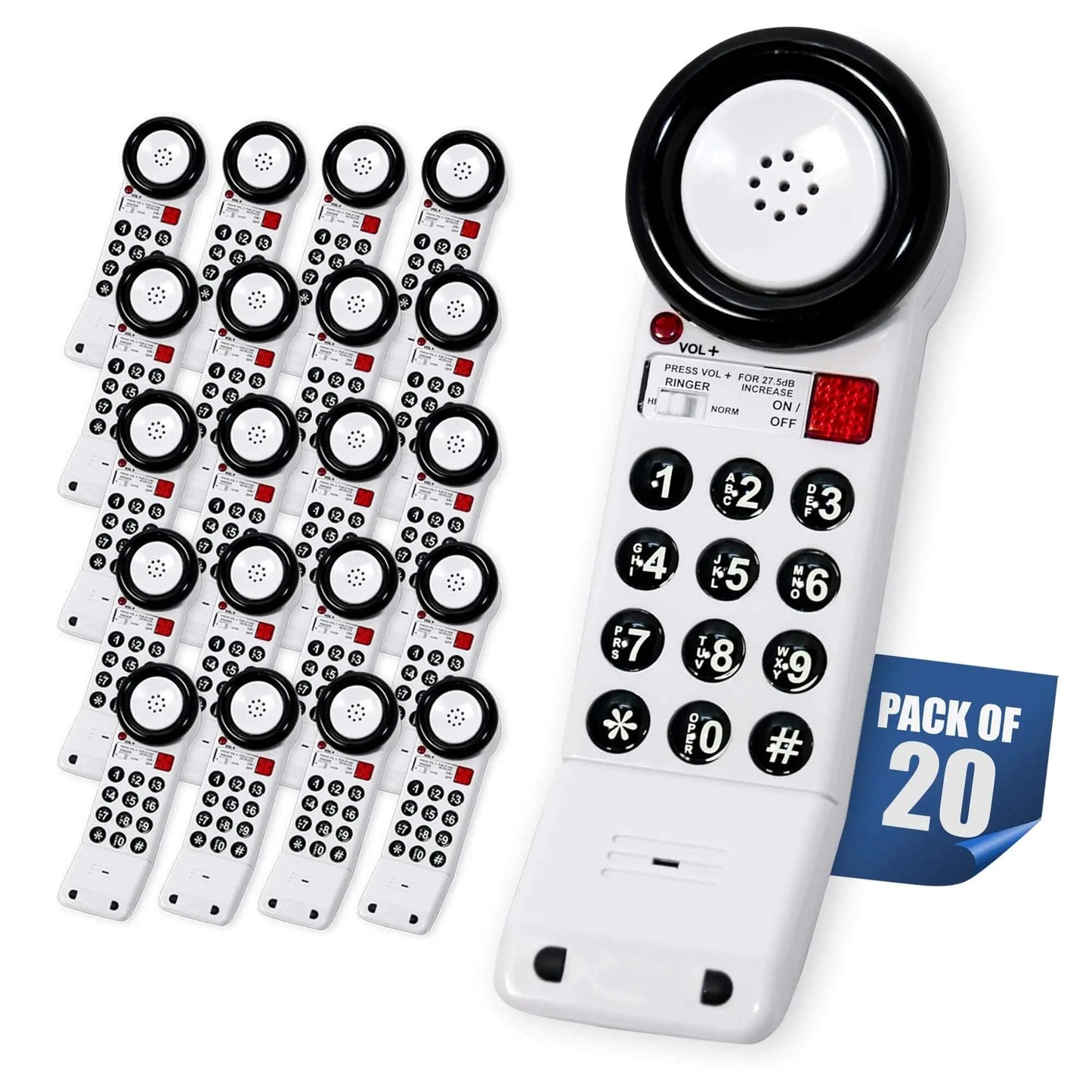 Med-Pat XL88Q One-Piece Phone – Extra-Loud Volume, Visual Ring, Water-Resistant, Hearing Aid Compatible