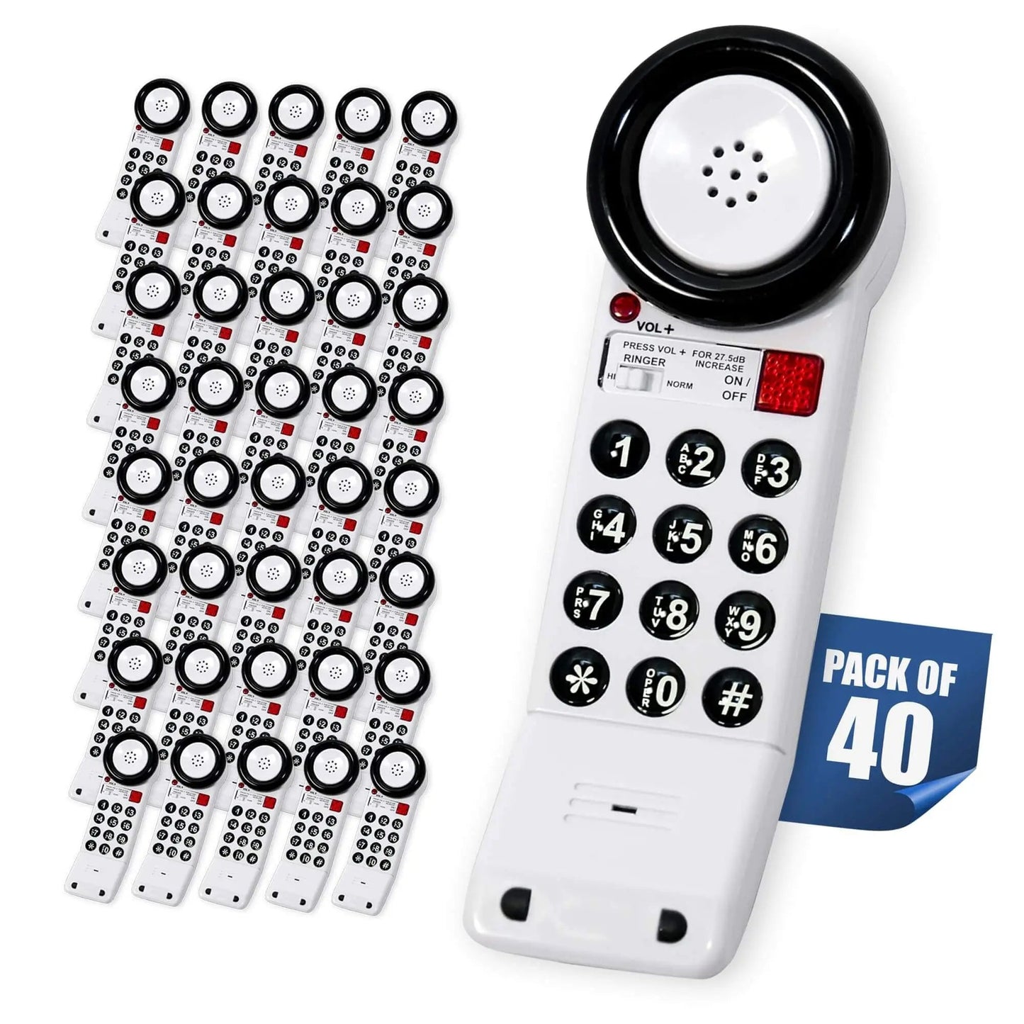 Med-Pat XL88Q One-Piece Phone – Extra-Loud Volume, Visual Ring, Water-Resistant, Hearing Aid Compatible