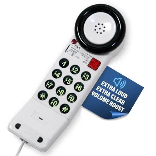 Med-Pat XL88Q One-Piece Phone – Extra-Loud Volume, Visual Ring, Water-Resistant, Hearing Aid Compatible