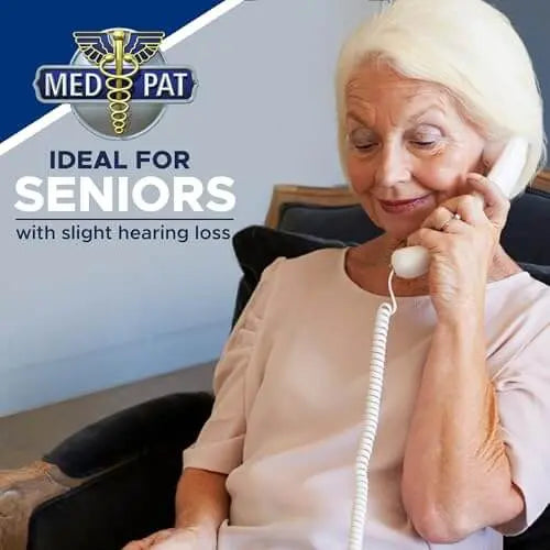 Med-Pat XL88Q One-Piece Phone – Extra-Loud Volume, Visual Ring, Water-Resistant, Hearing Aid Compatible