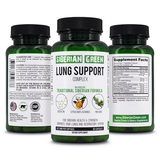 Herbal Lung Support – Quercetin, Pine Bark, Citrus Bioflavonoids | 60 Capsules by Siberian Green - Concordia Style Boutique