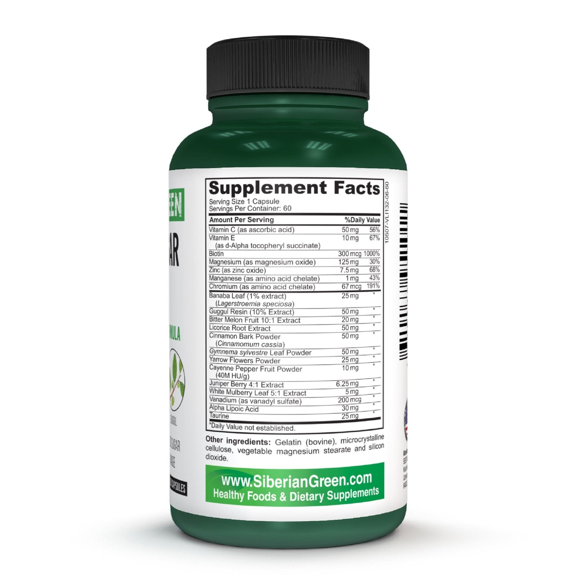 Herbal Sugar Support Siberian Green 60 Caps - Yarrow Guggul Licorice - Concordia Style Boutique