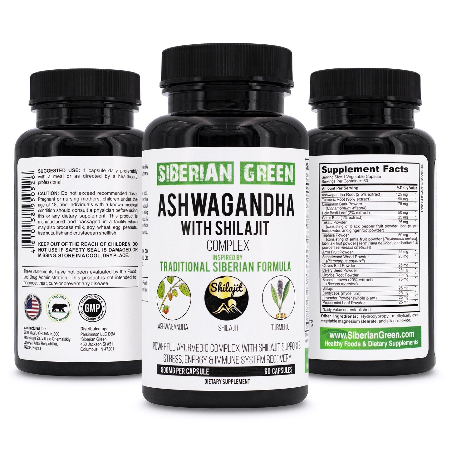 Ashwagandha with Altai Shilajit & Turmeric | Ayurvedic Herbal Complex 60 Capsules - Concordia Style Boutique