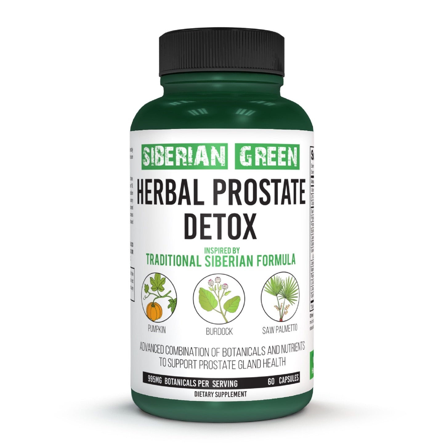 Herbal Prostate Detox Siberian Green 60 Caps – Saw Palmetto Burdock Pumpkin - Concordia Style Boutique