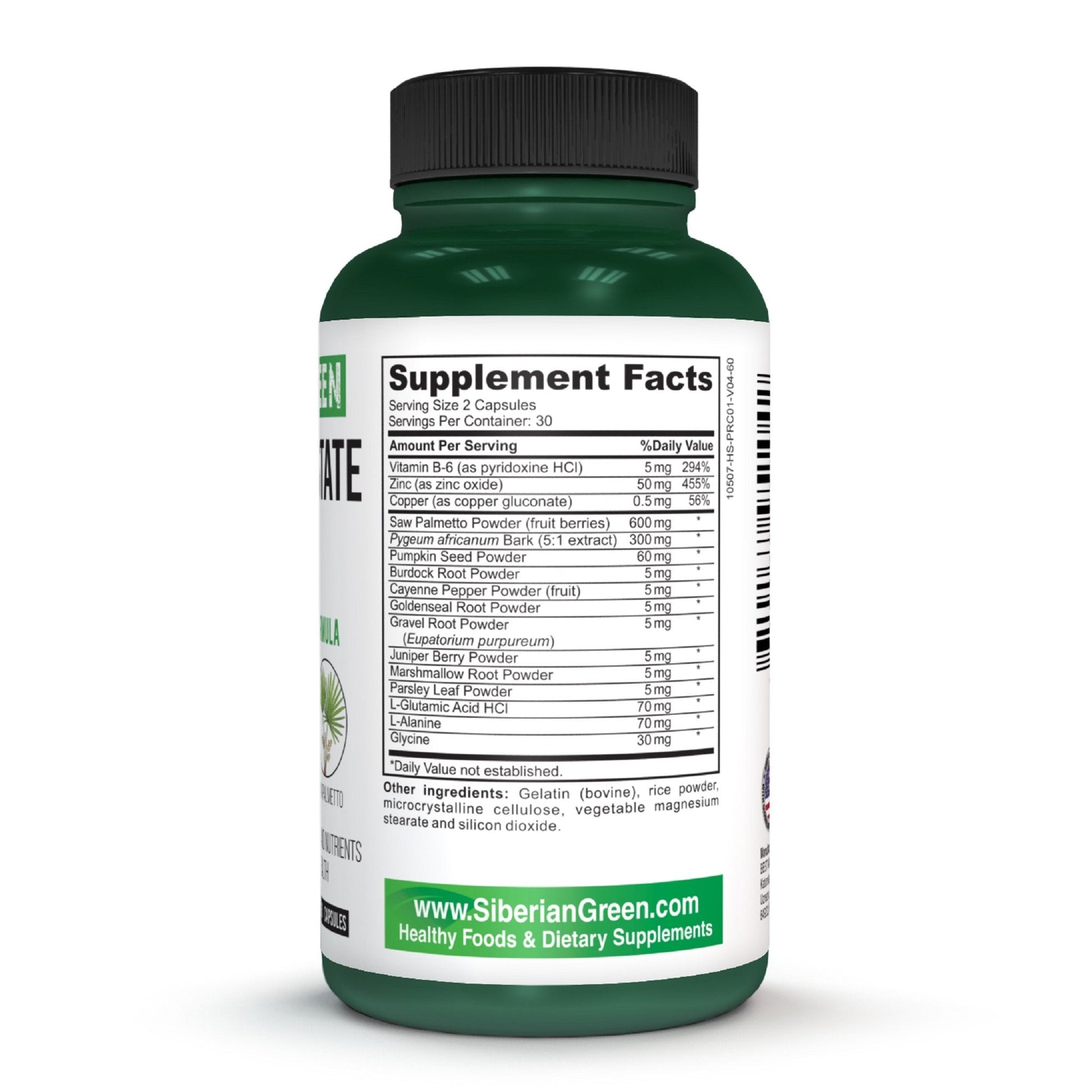Herbal Prostate Detox Siberian Green 60 Caps – Saw Palmetto Burdock Pumpkin - Concordia Style Boutique