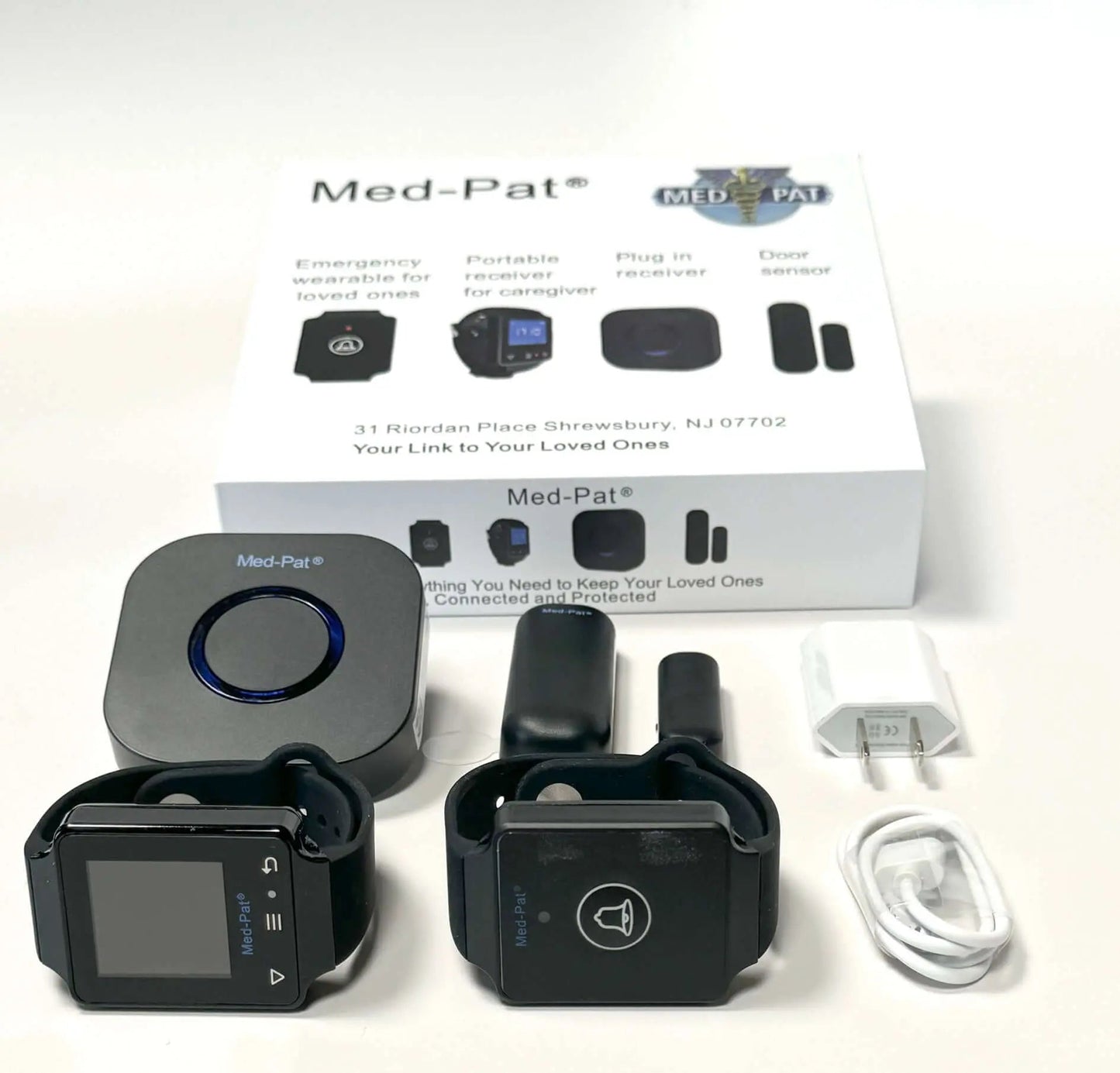 Med-Pat CARE-4 Caregiver Pager System | Wearable Touchscreen Receiver, Waterproof Emergency Button & Door Sensor – 24/7 Safety Kit