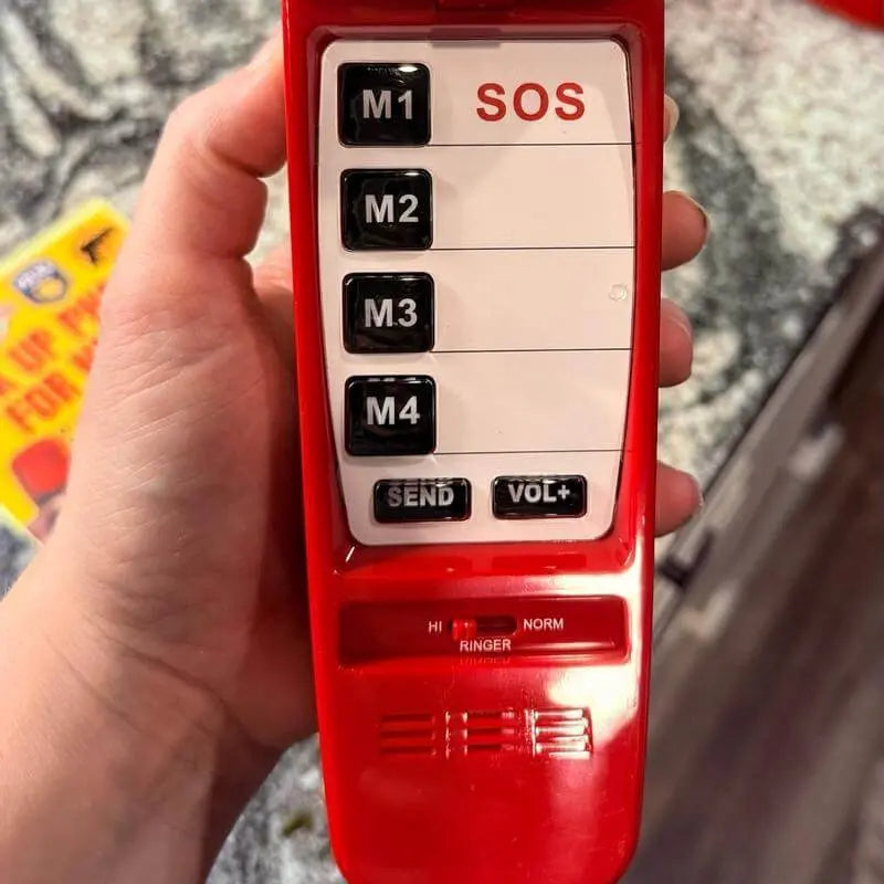 FIRST M by TAFEA Emergency Phone | One-Button 911 Dialer, Programmable M2–M4, Hands-Free Listening, Loud Ringer – Ideal for Homes, Gyms, Hospitals, Hotels & Public Spaces